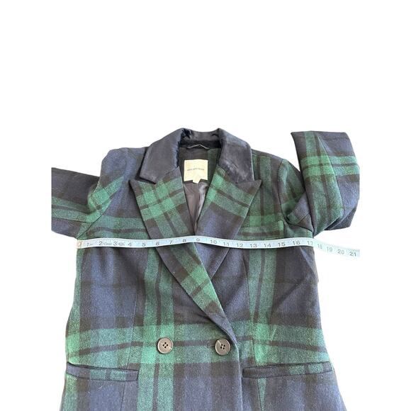 Avec Les Filles Navy Plaid Preppy Dark Academia Double Breasted Blazer Size XS - Picture 13 of 14